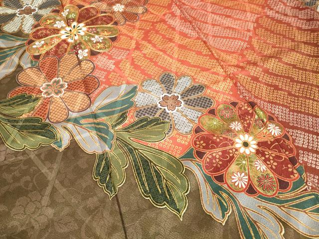 平和屋着物●豪華振袖 駒刺繍 菊文 金彩 正絹 逸品 DABC3585az
