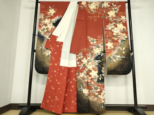 平和屋着物●豪華振袖 駒刺繍 橘 暈し染め 金彩 正絹 逸品 DABC3586az