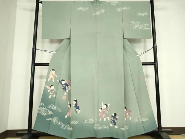 平和屋着物●十日町友禅作家 関口遼一 訪問着 童子 暈し染め 正絹 逸品 DABC3589az