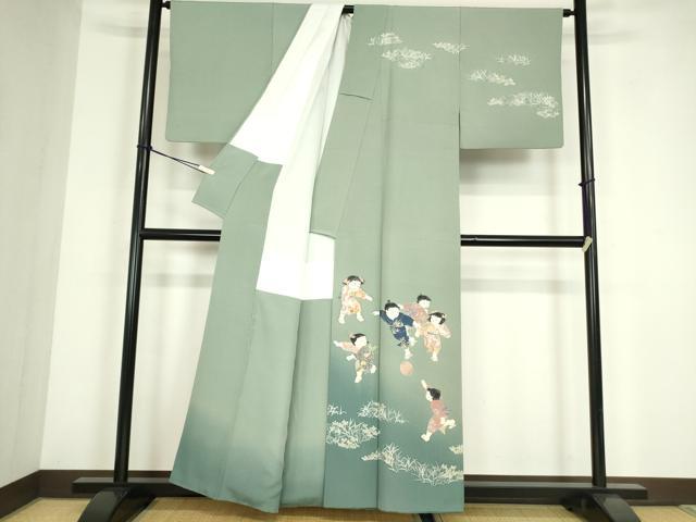 平和屋着物●十日町友禅作家 関口遼一 訪問着 童子 暈し染め 正絹 逸品 DABC3589az