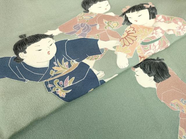 平和屋着物●十日町友禅作家 関口遼一 訪問着 童子 暈し染め 正絹 逸品 DABC3589az