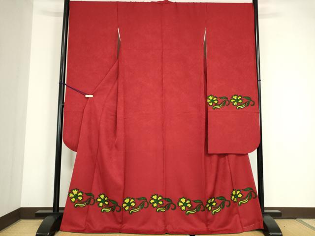 平和屋着物●ファッションデザイナー MICHIKO LONDON コシノミチコ 振袖 ろうけつ染め 花唐草文 正絹 逸品 DABC3590az