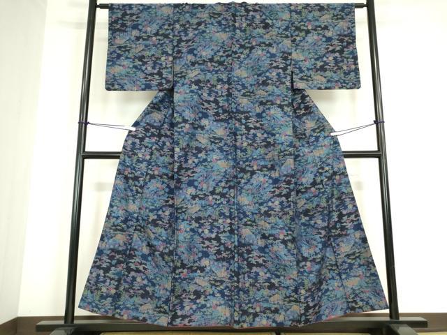 平和屋着物●上質な紬 風景花文 正絹 逸品 DABC3623az