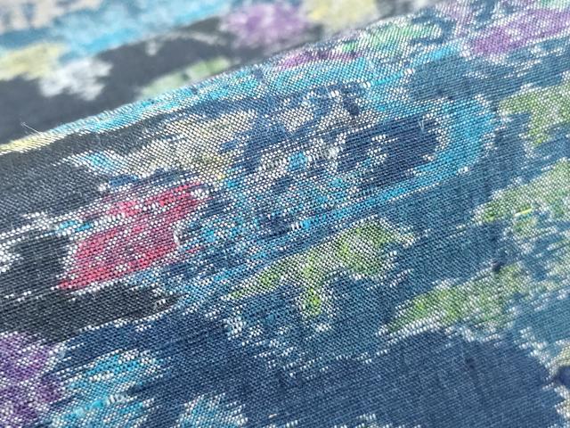 平和屋着物●上質な紬 風景花文 正絹 逸品 DABC3623az