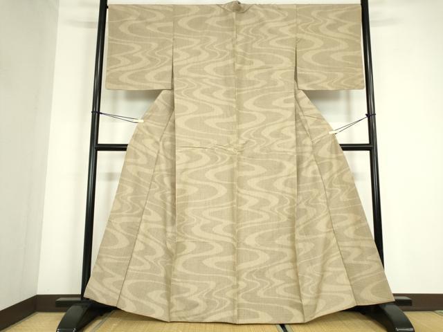 平和屋着物●結城紬 流水文 80亀甲 正絹 逸品 DABC3624az