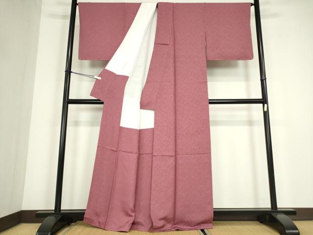 平和屋着物●上質な色無地 名物裂地紋 浅蘇芳色 正絹 逸品 DABC3625az
