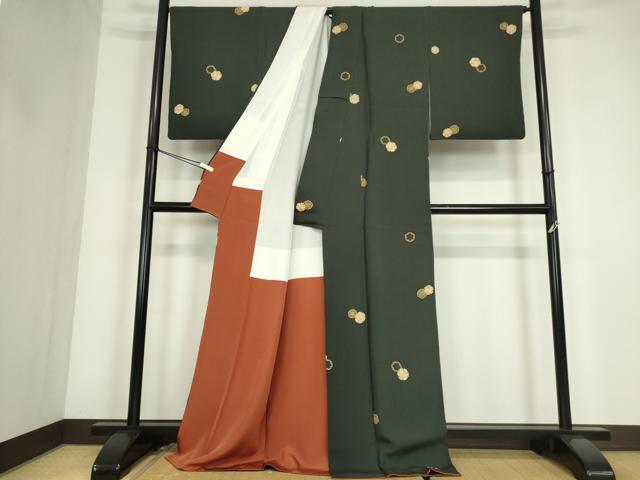 平和屋着物●上質な小紋 雪輪重ね花文 正絹 逸品 DABC3627az