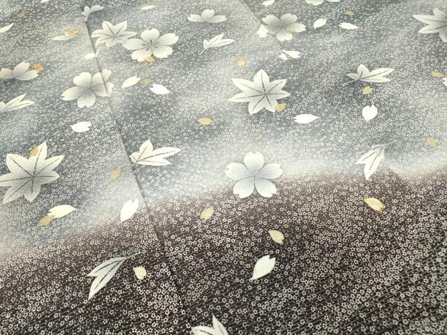 平和屋着物●訪問着 駒刺繍 楓に舞桜 暈し染め 金彩 正絹 逸品 DABC3630az