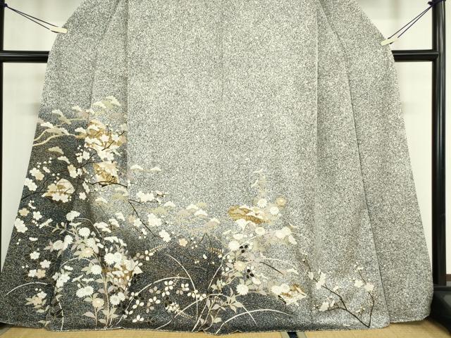 平和屋着物●訪問着 色紙枝花文 たたき染め 金彩 正絹 逸品 DABC3631az