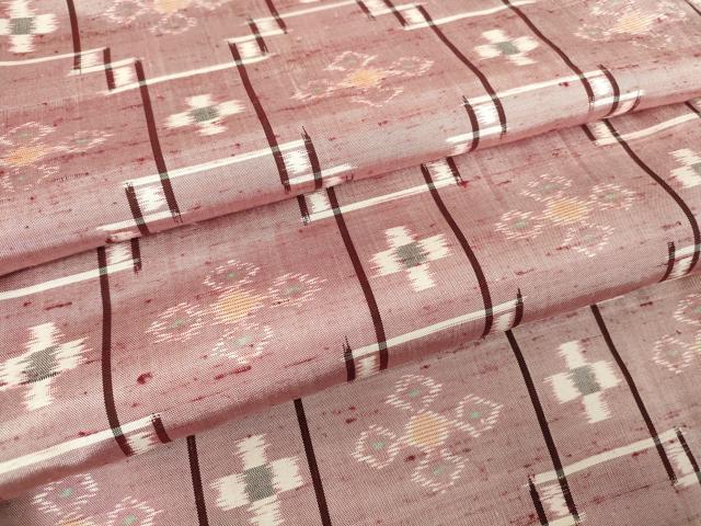 平和屋着物●本場琉球絣 紬 正絹 逸品 DABC3633az