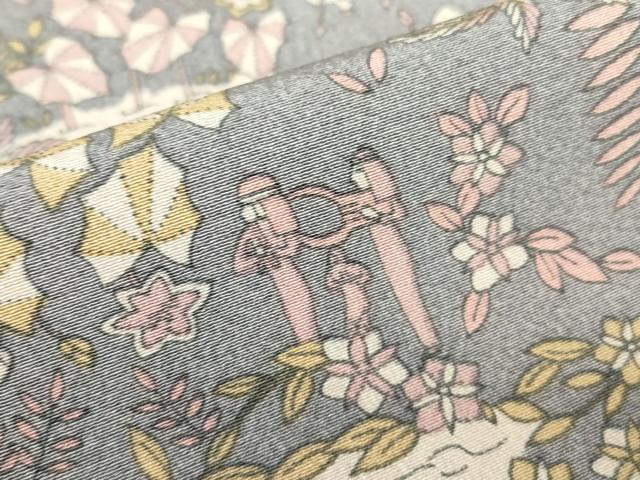 平和屋着物●上質な小紋 人物動物風景花文 正絹 逸品 DABC3634az