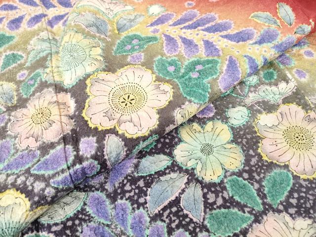 平和屋着物●豪華振袖 絞り 辻が花 暈し染め 金通し地 正絹 逸品 DABC3644az