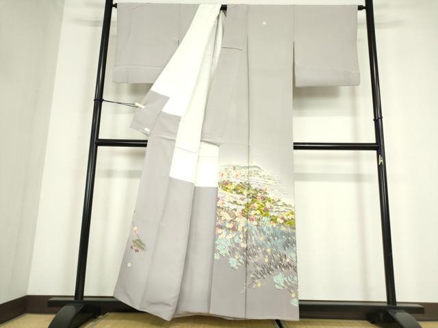 平和屋着物●本加賀友禅作家 茶谷孝志 色留袖 渡り橋風景花文 正絹 逸品 DABC3648az