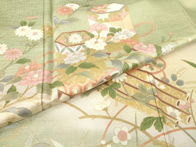 平和屋着物●訪問着 貝桶花文 暈し染め 金彩 正絹 逸品 DABC3654az