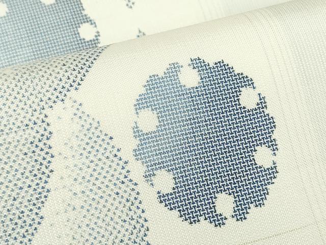 平和屋着物●本場大島紬 白大島 9マルキ 雪輪間道 正絹 逸品 DABC3658az