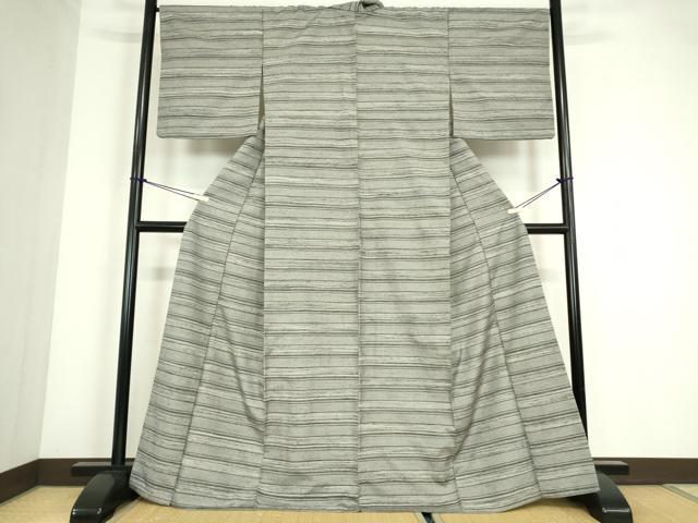 平和屋着物●上質な紬 横段文 松屋扱い 正絹 逸品 DABC3662az
