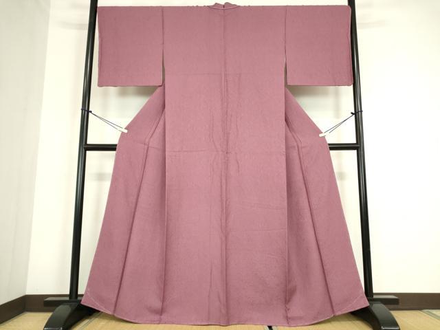 平和屋着物●上質な色無地 霞地紋 京紫色 正絹 逸品 未使用 DABC3766az