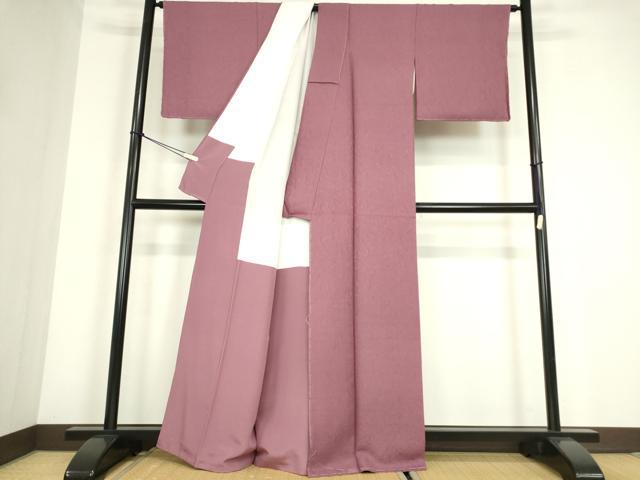 平和屋着物●上質な色無地 霞地紋 京紫色 正絹 逸品 未使用 DABC3766az