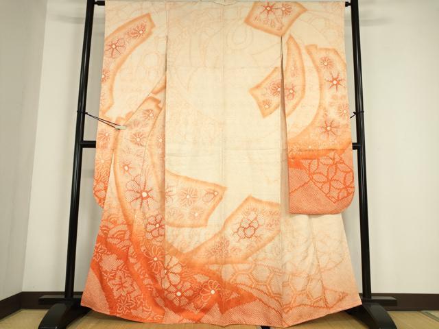 平和屋着物●豪華振袖 総絞り 短冊花文 暈し染め 正絹 逸品 DABC3798az
