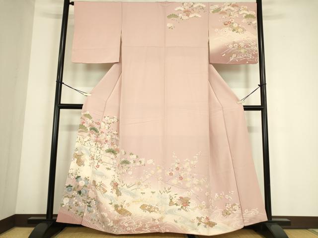 平和屋着物●訪問着　花筏文　暈し染め　金彩　正絹　逸品　DABC3807az 平和屋着物○訪問着 花筏文 暈し染め 金彩 正絹 逸品 DABC3807az