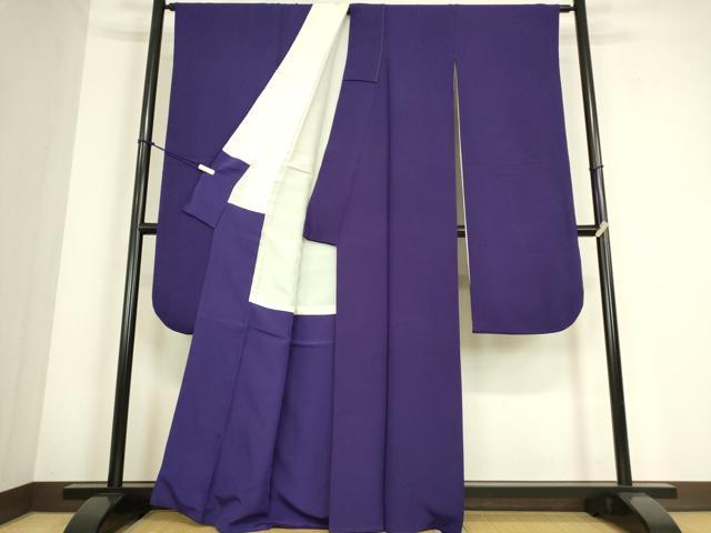 平和屋着物●豪華振袖 色無地 ディープロイヤルパープル色 正絹 逸品 DABC3809az