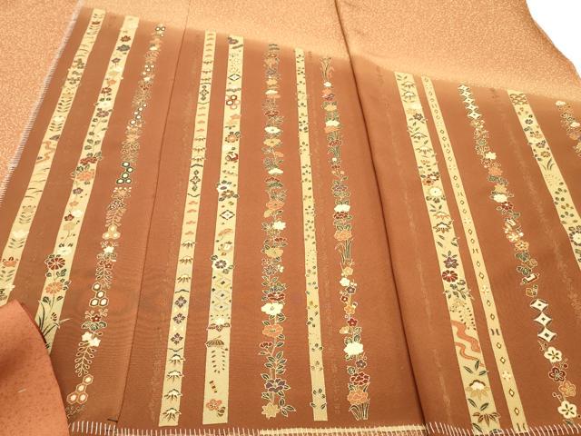 平和屋着物▼付下げ 解き反物 着尺 宝尽くし花文 金彩 八掛付き 逸品 DABC4394zy