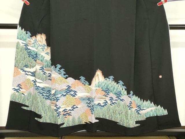 平和屋着物■豪華黒留袖 作家物 飛鶴風景文 暈し染め 正絹 逸品 DABC4521cd