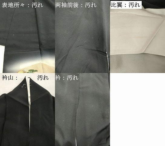 平和屋着物■豪華黒留袖 風景文 暈し染め 金銀彩 正絹 逸品 DABC4548cd