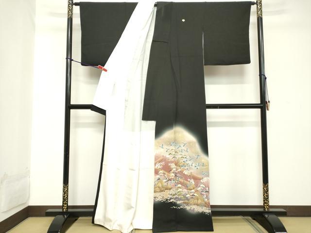 平和屋着物■豪華黒留袖 飛鳥文 暈し染め 金銀彩 正絹 逸品 DABC4555cd