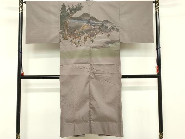平和屋着物■男性 長襦袢 袷 人物風景文 金彩 洗える着物 DABC4720cd