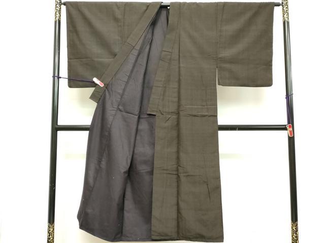 平和屋着物■男性 紬 格子 正絹 逸品 DABC4799cd