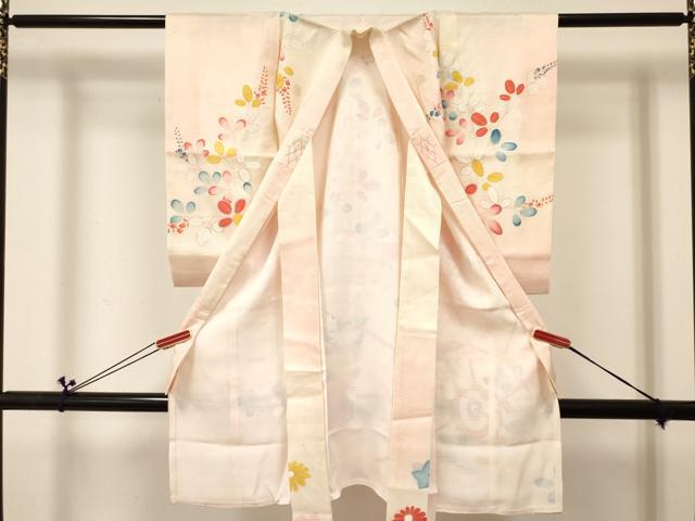 平和屋着物*夏物 お宮参り 女の子 祝着 産着 初着 のしめ 絽 源氏車陶器花文 暈し染め 銀彩 逸品 DABC5011ma
