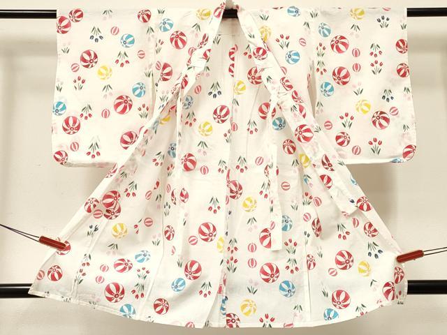 平和屋着物∴夏物 浴衣 女の子 子供 鞠洋花文 綿 逸品 DABC5271ma