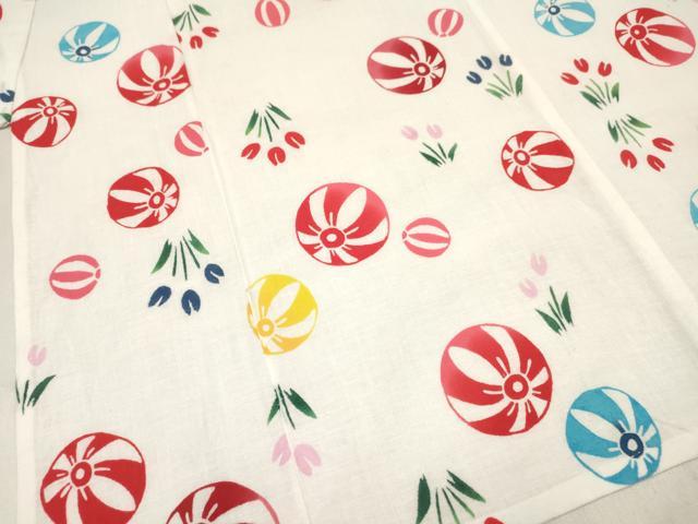 平和屋着物∴夏物 浴衣 女の子 子供 鞠洋花文 綿 逸品 DABC5271ma