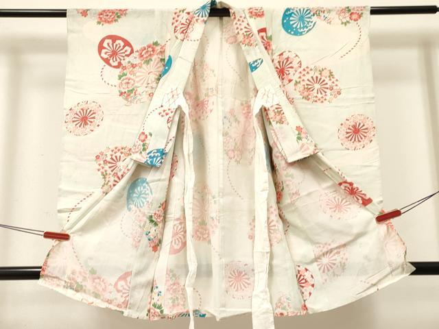 平和屋着物*夏物 七五三 女の子 3歳 祝着 三つ身 絽 源氏車花文 逸品 DABC5288ma