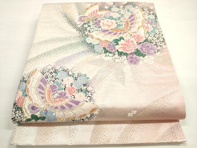 平和屋着物◎六通柄袋帯 唐織 花蝶丸文 金銀糸 正絹 逸品 DABC5529xg