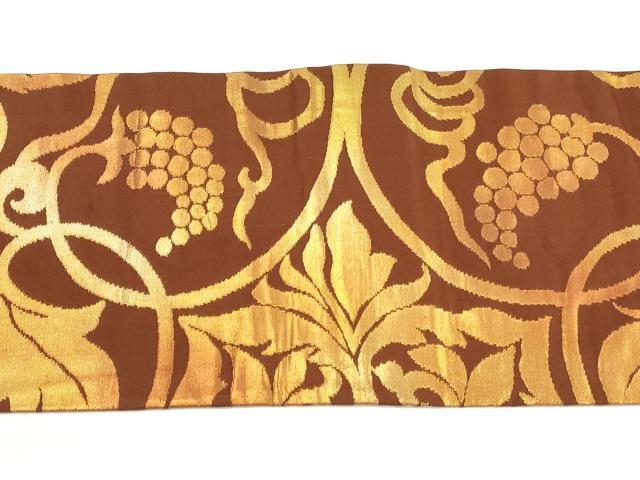 平和屋着物◎九寸名古屋帯 葡萄唐草文 金糸 正絹 逸品 DABC5788xg