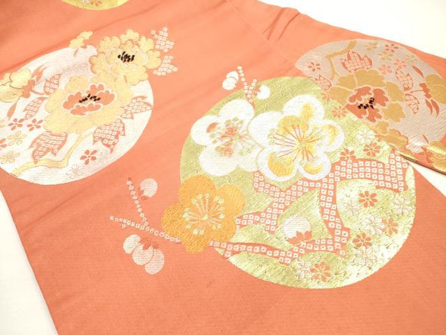 平和屋着物◎九寸名古屋帯 唐織 花丸文 金銀糸 正絹 逸品 DABC5792xg
