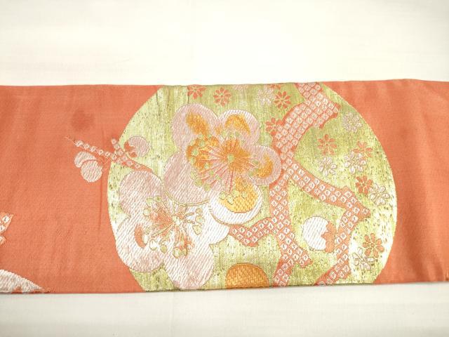 平和屋着物◎九寸名古屋帯 唐織 花丸文 金銀糸 正絹 逸品 DABC5792xg