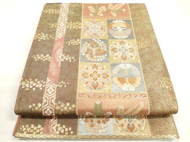 平和屋着物◎六通柄袋帯 花丸間道 若松 金糸 正絹 逸品 DABC5854xg