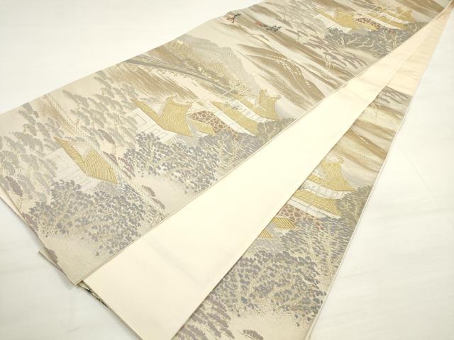 平和屋着物◎六通柄袋帯 東海道 廣重 金銀糸 正絹 逸品 DABC5905xg