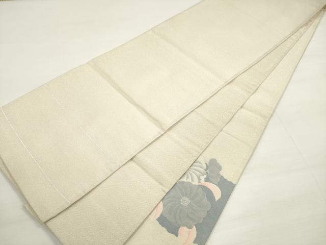 平和屋着物◎綴れ 太鼓柄袋帯 道長草花文 銀糸 正絹 逸品 DABC5925xg