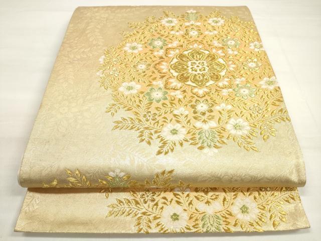 平和屋着物◎六通柄袋帯 唐織 正倉院花文 金糸 正絹 逸品 DABC5932xg