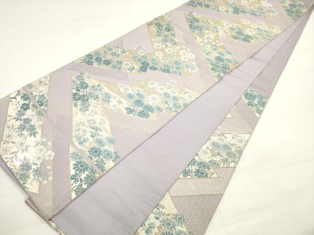 平和屋着物◎六通柄袋帯 唐織 草花文 金糸 正絹 逸品 DABC5971xg