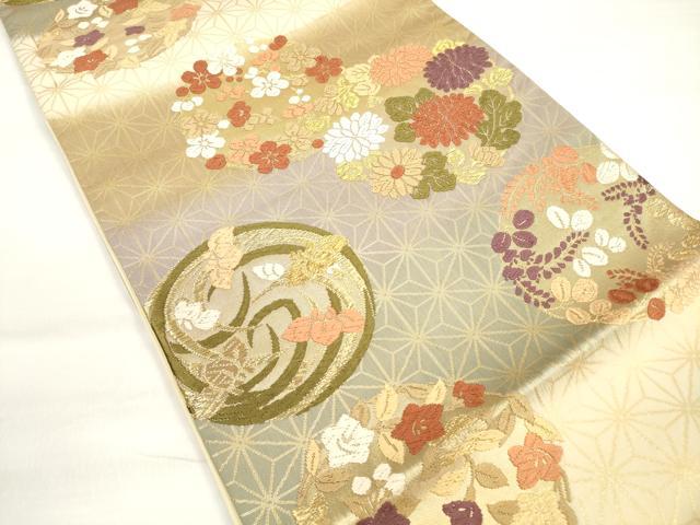平和屋着物◎六通柄袋帯 唐織 花丸文 金糸 正絹 逸品 DABC5975xg