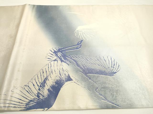平和屋着物▼日展作家 山本唯与志 レリーフ染 太鼓柄袋帯 飛鳥文 銀彩 引箔 正絹 逸品 DABC6274fe