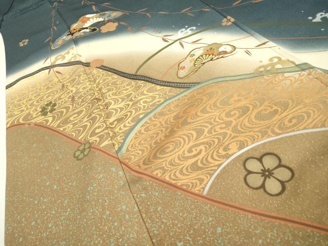 平和屋着物▼訪問着 駒刺繍 花松文 暈し染 金彩 金通し地 正絹 逸品 DABC6308fe