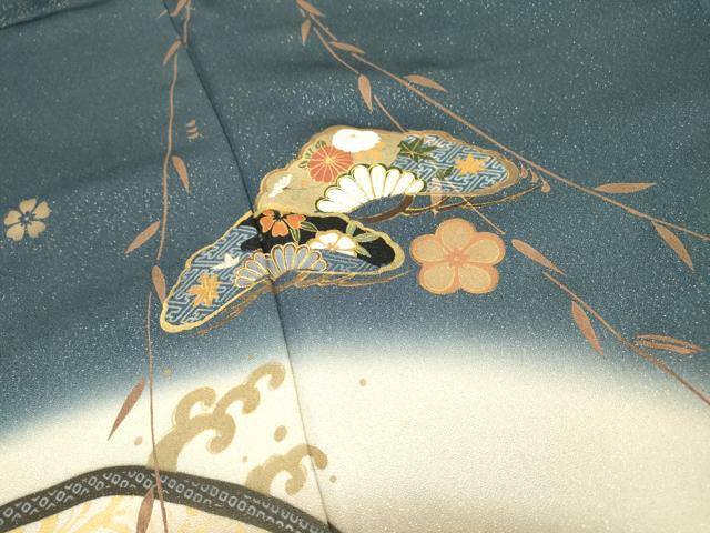 平和屋着物▼訪問着 駒刺繍 花松文 暈し染 金彩 金通し地 正絹 逸品 DABC6308fe