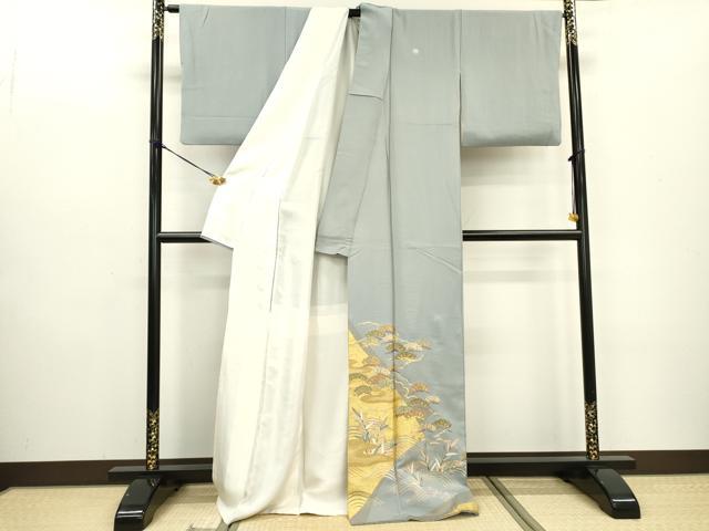 平和屋着物●豪華色留袖 駒刺繍 流水霞松文 金彩 正絹 逸品 DABC6581fe