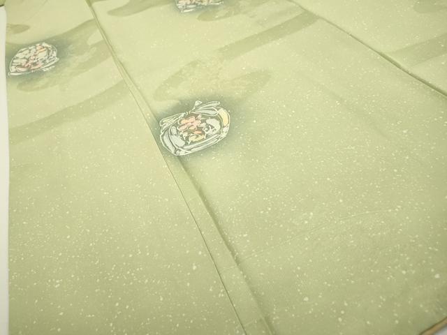 平和屋着物▼上質な小紋 地紋起こし 陶器花文 暈し染 正絹 逸品 DABC6707fe